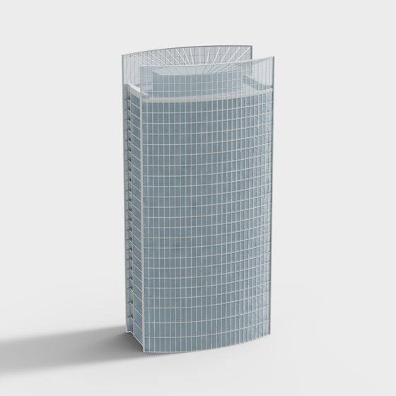Futuristic Curved Glass Facade Building 3D model