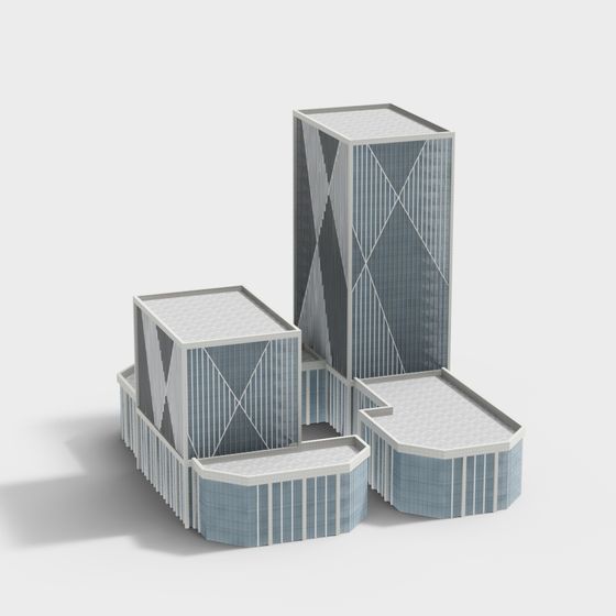 Futuristic City Landmark Skyscrapers 3D model