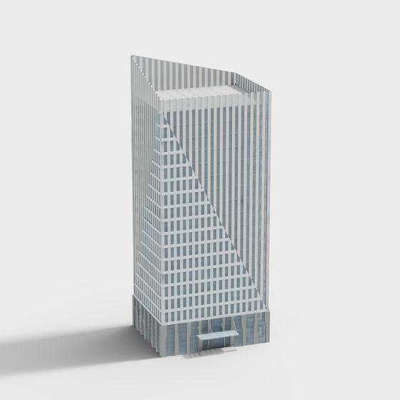 Modern Low-Poly City Skyline Building 3D model