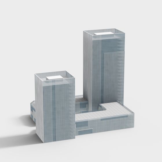 Urban Skyline Low Poly 3D Model