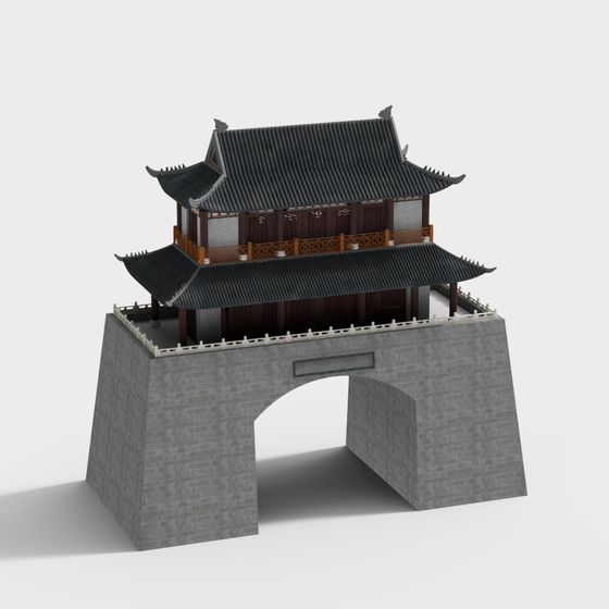 Oriental Aesthetic-Inspired Architectural 3D Model
