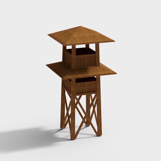 Elegant Wooden Viewing Tower 3D model