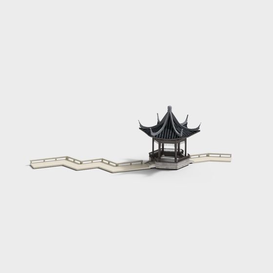 Elegant Oriental Pavilion 3D model