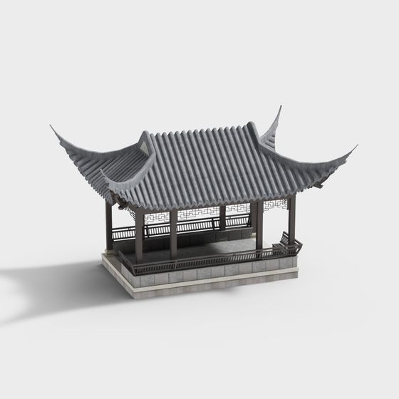 Elegant Classical Pavilion 3D Model for Diverse Applications