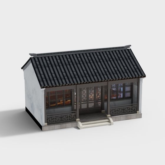 Traditional Eastern Architectural 3D model with Low Poly Design