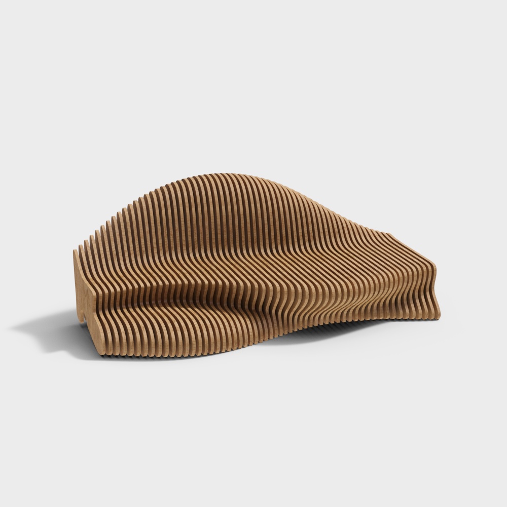 Wave Wood Chair 3D model