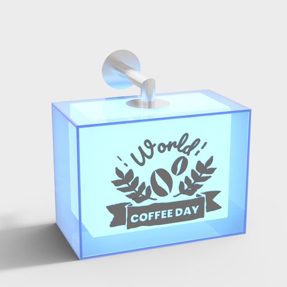 World Coffee Day 3D model - Modern Low-poly Coffee Box