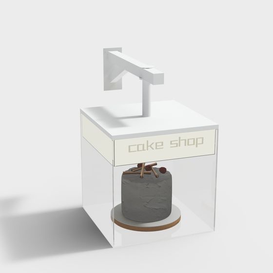 Minimalist Cake Shop Display Cabinet 3D model