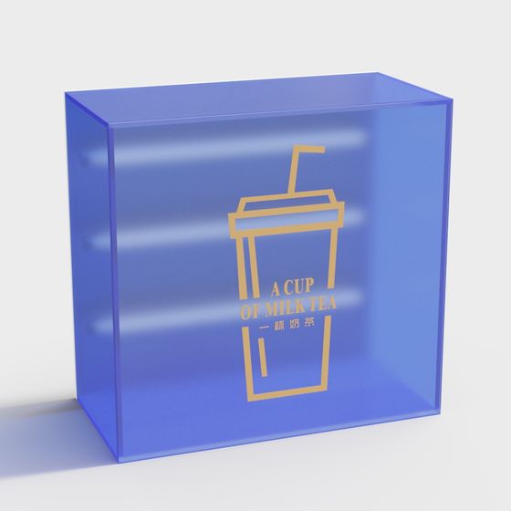 Stylish Transparent Milk Tea Box 3D model