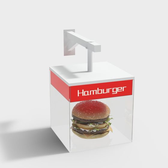 Low-Poly High-Detail Hamburger Box 3D model