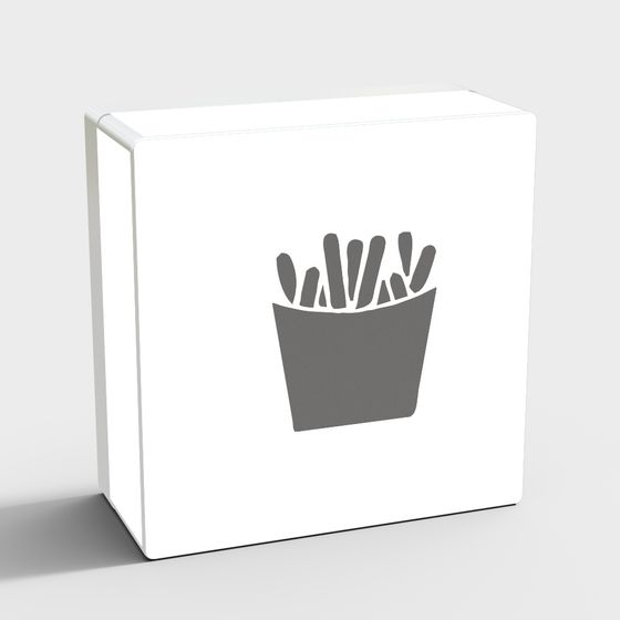 Minimalist 3D French Fry Box Model