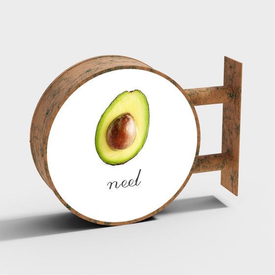 Avocado Sign 3D model with Vintage Charm