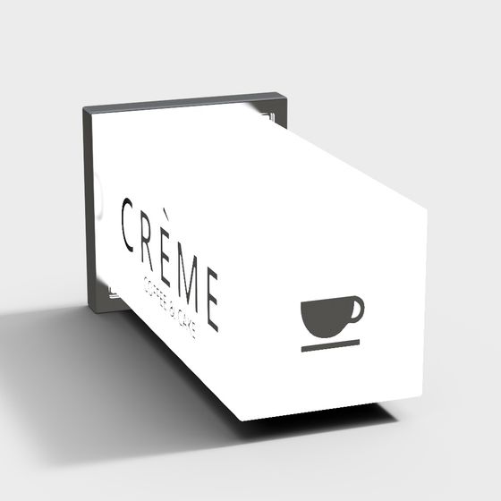 Minimalist Creme Coffee & Cake Sign 3D model