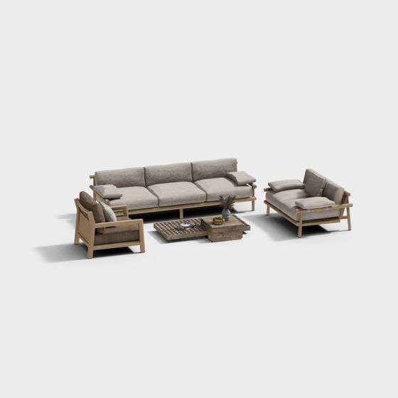 Low Poly Modern Sofa Set 3D model