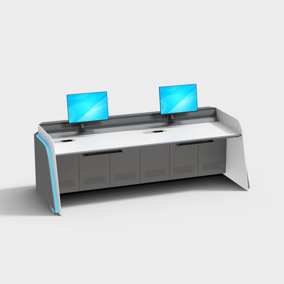 Futuristic Dual-Screen Workstation 3D model
