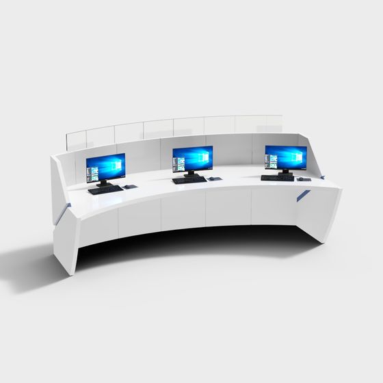 Futuristic Curved Workstation 3D model for Creative Spaces