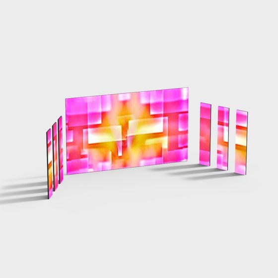 Abstract Geometric Wall 3D model with Vibrant Colors