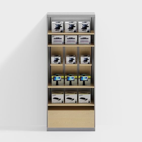 Elegant Low-Poly Display Cabinet 3D model