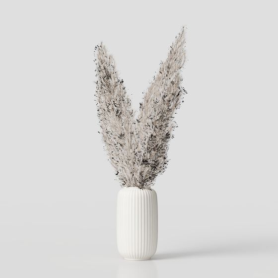 Elegant Vase with Reeds 3D model for Natural Aesthetics
