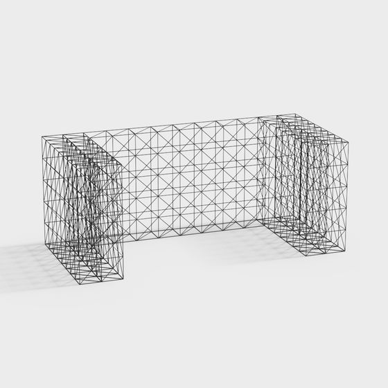 Low-Polygon Grid Bench 3D model