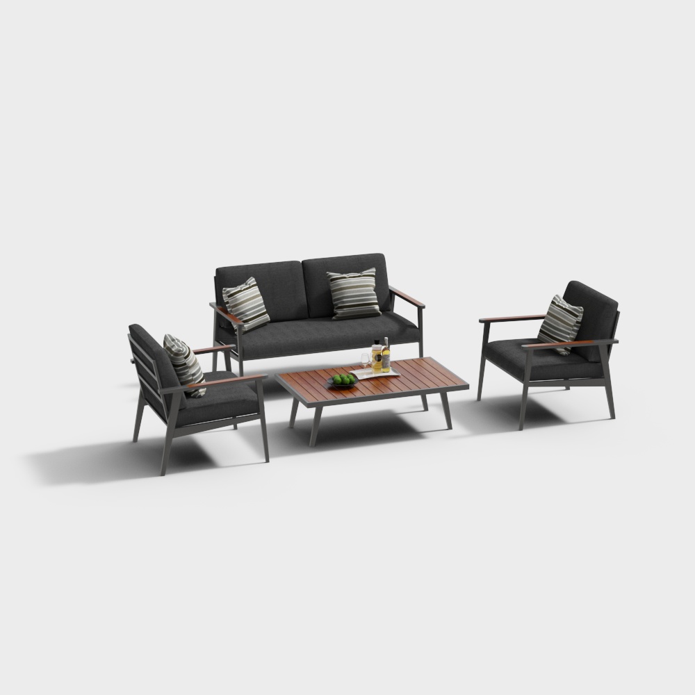 Urban Lounge Set 3D Model – Modern Minimalist Furniture