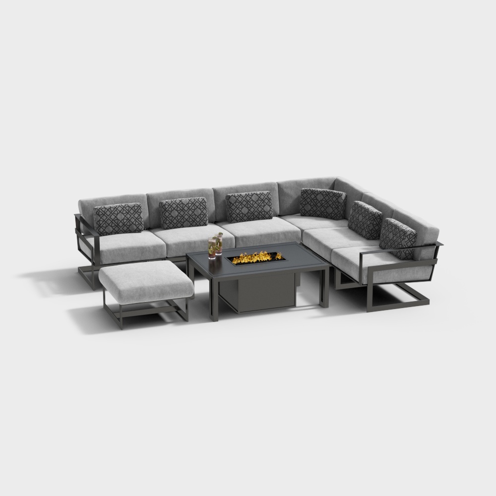 Contemporary Gray Sofa 3D Model – Urban Fabric Design
