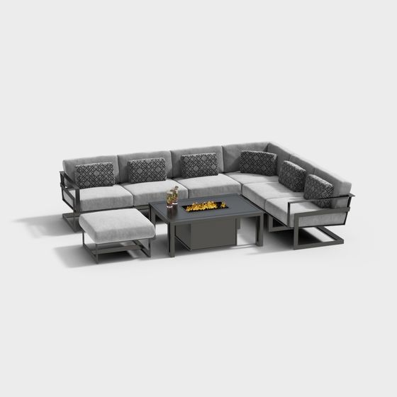 Contemporary Gray Sofa 3D model for Urban Spaces