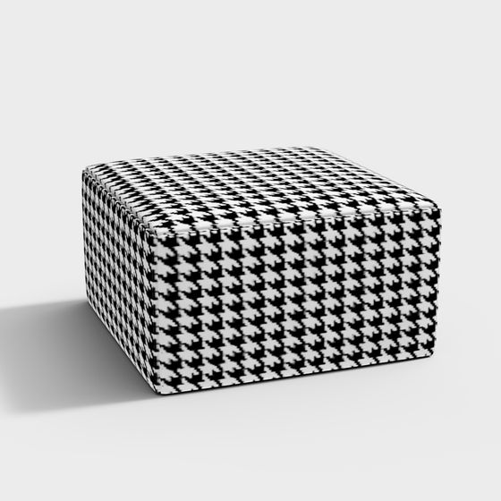 Elegant Black and White Checkered Ottoman 3D model