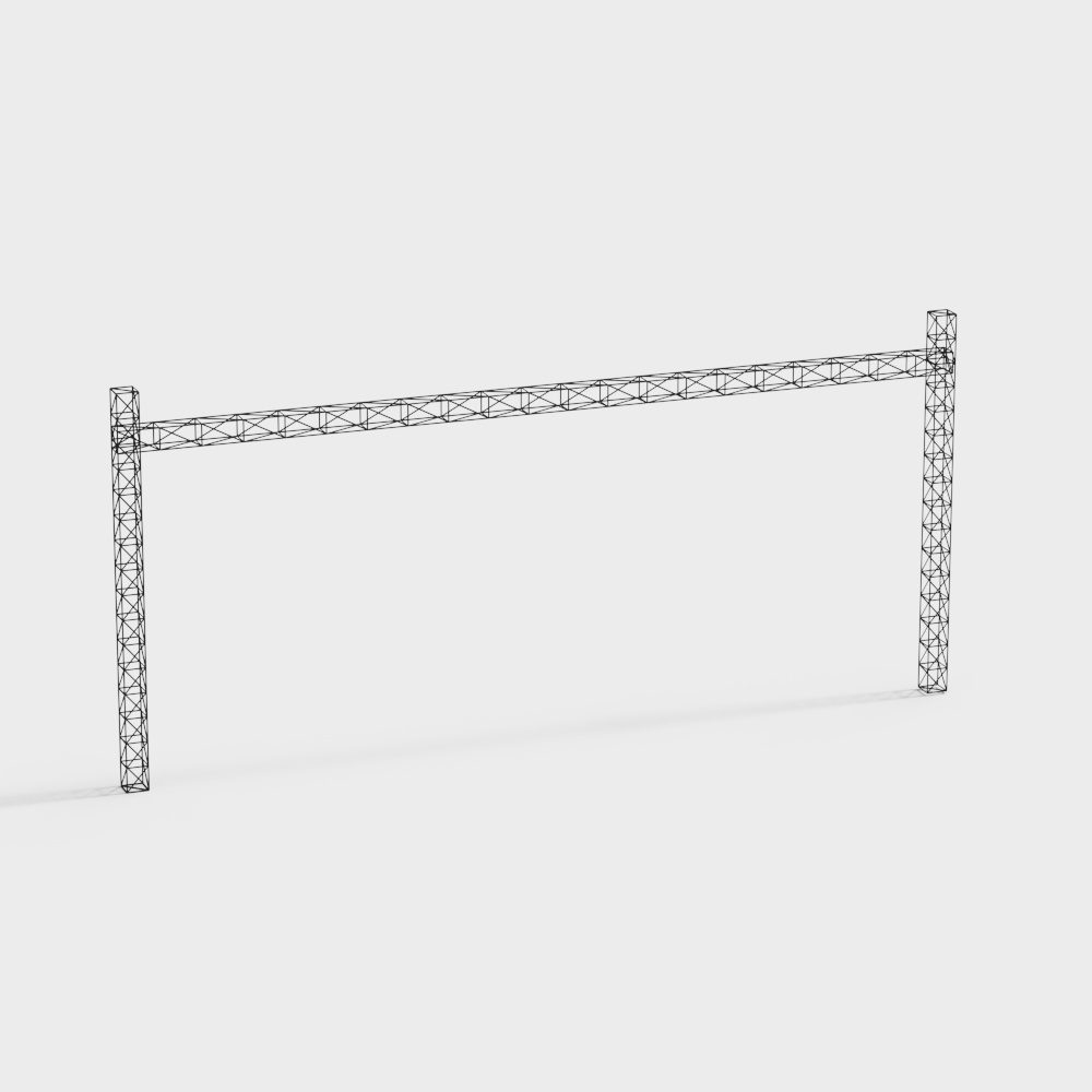 Futuristic Metal Structure 3D Model - Industrial Frame