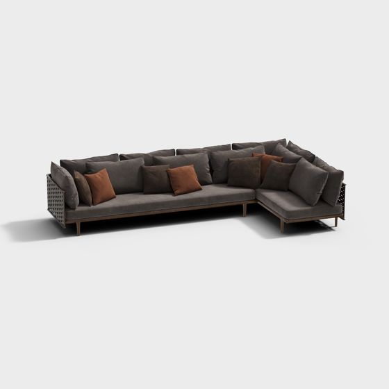 Elegant Low-Poly Sofa 3D model for Modern Interiors