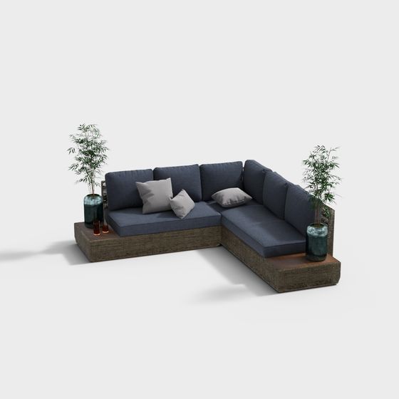 Stylish Low Poly Sofa 3D model for Modern Interiors