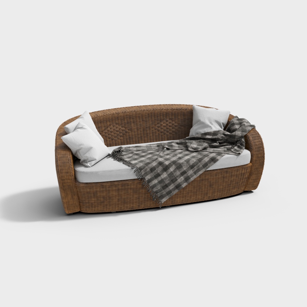 Outdoor rattan double sofa