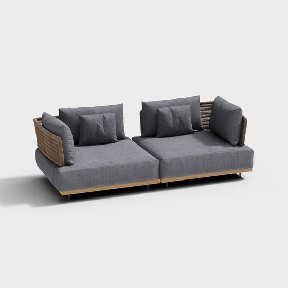 Elegant Low-Poly Sofa 3D model for Modern Interiors
