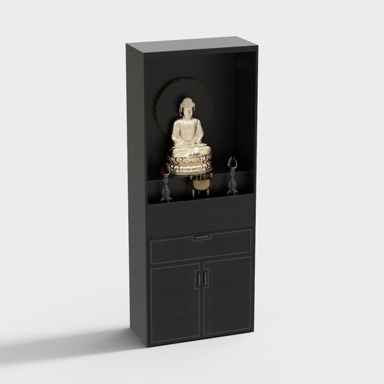 Tranquil Zen Shrine Cabinet 3D model