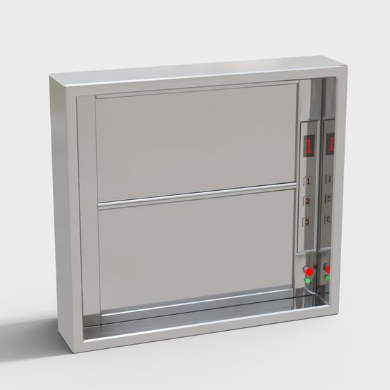 Futuristic Low-Poly Elevator Door 3D Model