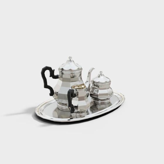 Elegant 3D Teapot Set Model for Modern Art