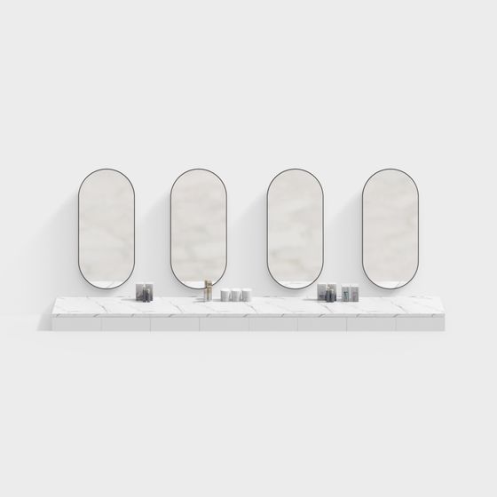Elegant 4-Mirror Combo 3D model for Contemporary Spaces