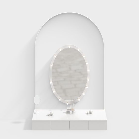 Elegant Arched Makeup Mirror 3D model