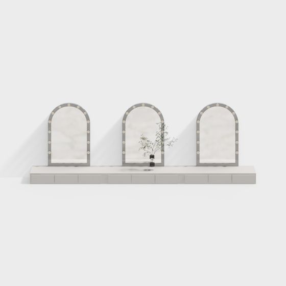 Elegant Arched Mirror Shelf 3D model