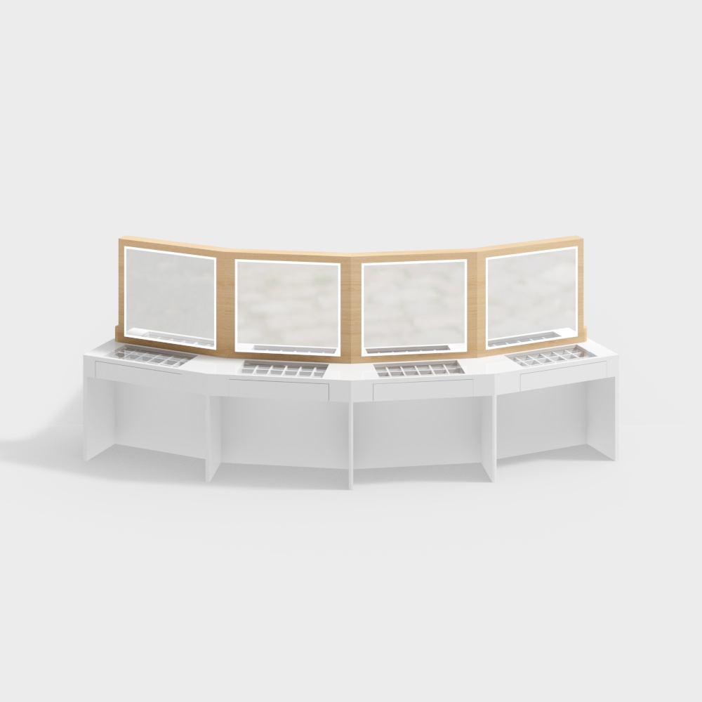 Coiffeuse professionnelle incurvée avec miroir double face pour salle de poudrage