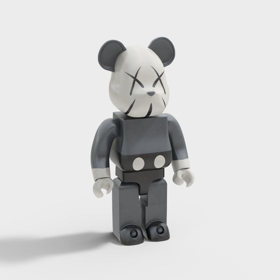 Black and White Bear Low-Poly 3D model