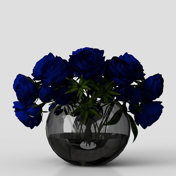 Deep Blue Rose Vase 3D model