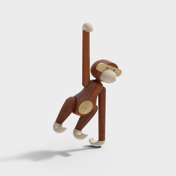Charming Wooden Monkey 3D model for Creative Projects