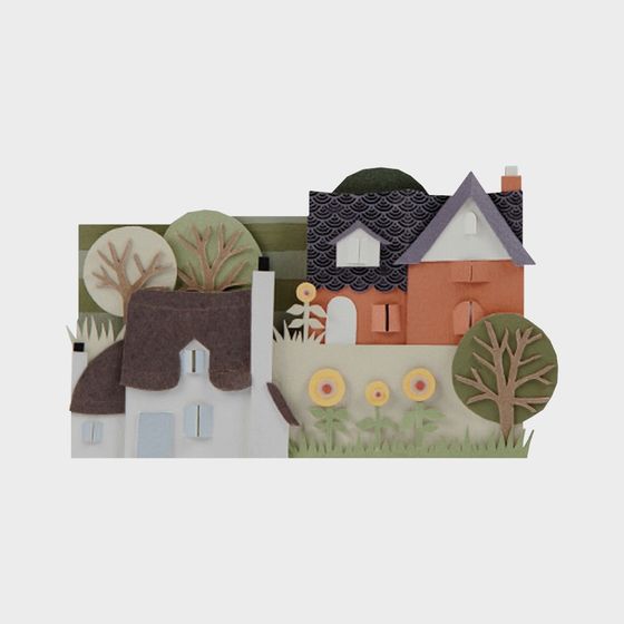 Charming Paper Village 3D model