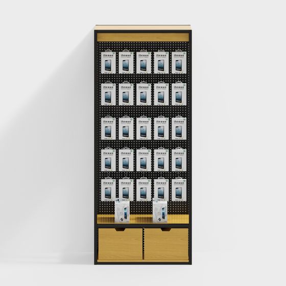 Stylish Low-Poly Mobile Accessory Display Cabinet 3D model