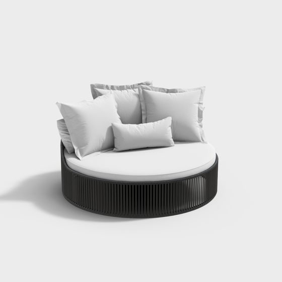 Stylish Low-Polygon Round Bed Design 3D model