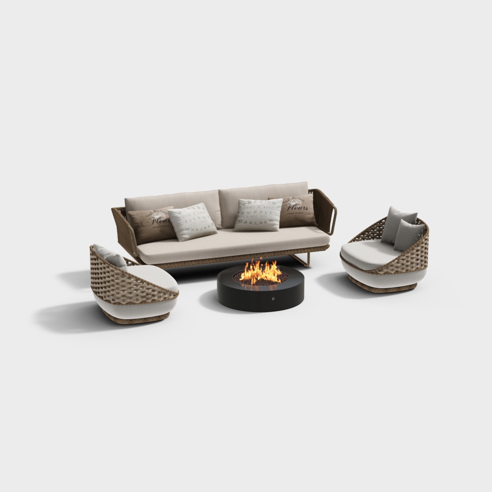 Outdoor Rattan Sofa Coffee Table Combination