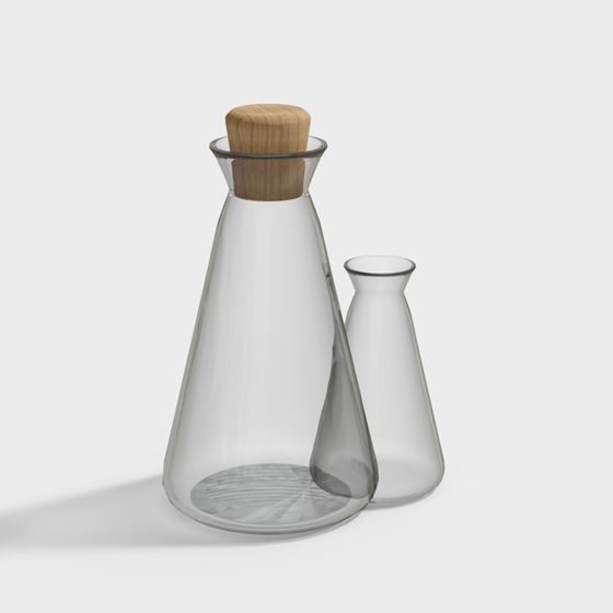 Low-Poly Glass Bottle Set 3D model