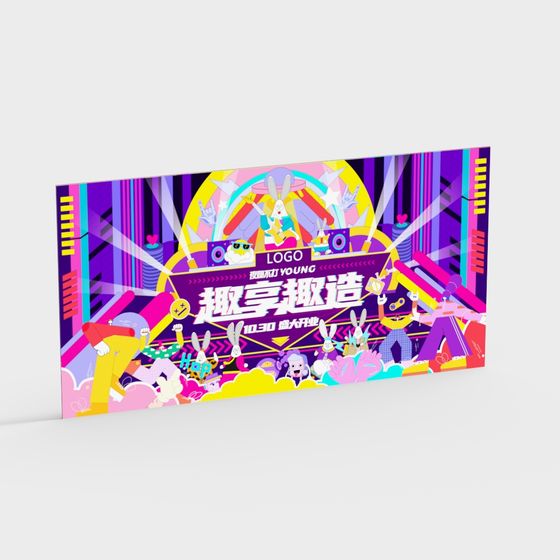 Neon Frenzy 3D Model - Vibrant Low-Poly Design