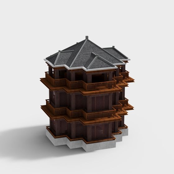 Traditional East Asian Architecture 3D model